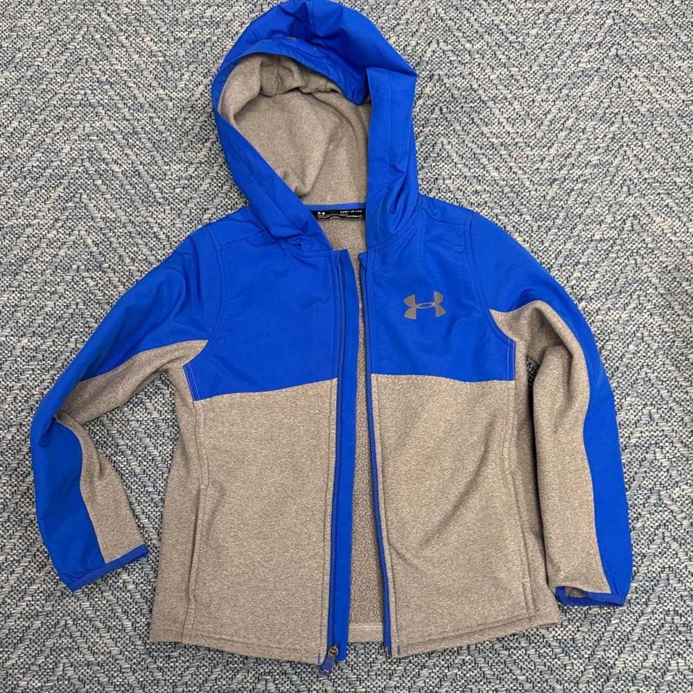 Under Armour Royal Blue and Tan Hooded Fleece Jacket